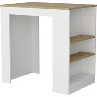 TUHOME Portree Kitchen Island with 3-Side Shelves -White / Macadamia -Kitchen