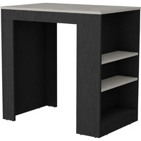 TUHOME Portree Kitchen Island with 3-Side Shelves -Black / Ibiza Marble -Kitchen