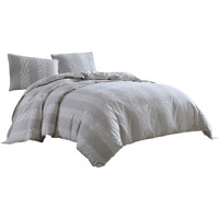 3 Piece King Comforter Set with Vertical Stripes Pattern, White and Brown