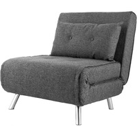 35 Inch Sofa Futon Bed, Convertible, Modern Velvet Lumbar Pillow, Gray