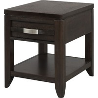 Joni 25 Inch Side End Table, 1 Drawer and Shelf, Espresso Brown Acacia Wood