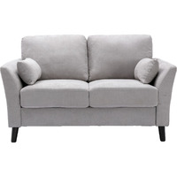 Otto 57 Inch Loveseat, Throw Pillows, Padded Cushions, Gray Velvet Fabric