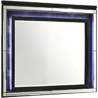 Kya 38 x 50 Vanity Dresser Mirror with Built In LED Lighting, Glam Black