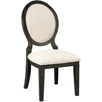 20 Inch Dining Chair, Set of 2, Oval Padded Back, Polylinen Cream Fabric