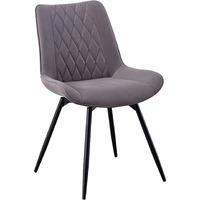 22 Inch Modern Side Chair, Set of 2, Gray Vegan Faux Leather, Swivel Seat