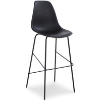 Mira 30 Inch Barstool, Set of 2, Curved Bucket Seat, Black Metal Frame