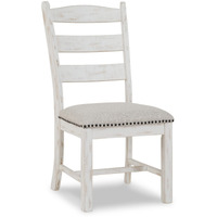 Zane 20 Inch Dining Chair, Set of 2, Beige Polyester Seat, Antique White