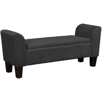 55 Inch Accent Storage Bench with Performance Velvet Upholstery, Black