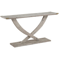 Kit 57 Inch Acacia Wood Console Table, Cross Legs, Gray