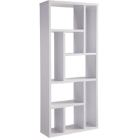 Asa 71 Inch Modern Display Bookshelf, 9 Multi Level Shelves, White Finish
