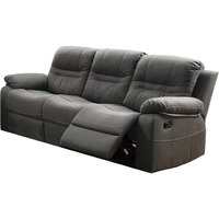 84 Inch Manual Recliner Sofa, USB Charging Port, Slate Blue Faux Leather