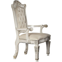 24 Inch Executive Office Armchair, Scrolled Molded Trim, Antique Pearl