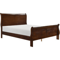 Gage Traditional Queen Sleigh Bed, Wood Frame, Rich Brown Cherry Finish