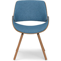 Malden Bentwood Dining Chair with Wood Back in Blue Linen Look Woven Fabric