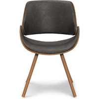 Malden Bentwood Dining Chair with Wood Back in Distressed Brown  Faux Leather