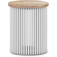 Demy Metal and Wood Accent Table in Natural, White