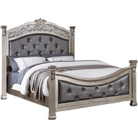 Jax California King Bed, Button Tufted Upholstered Headboard, Champagne
