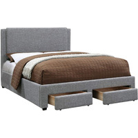 Bovi California King Bed, 2 Storage Drawers, Fully Upholstered Stone Gray