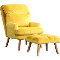 Nina 28 Inch 2 Piece Accent Chair and Ottoman Set, Splayed Legs, Yellow