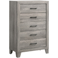 Isha 48 Inch 5 Drawer Tall Dresser Chest with Metal Handles, Driftwood Gray
