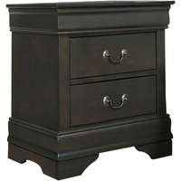 Ryla 24 Inch Nightstand, 2 Drawers, Solid Wood, Metal Drop Handles, Gray