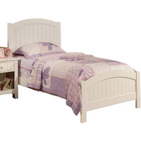 Shov Full Size Bed, Arched Headboard, Classic White Wood Construction