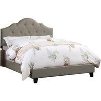 Eni Upholstered California King Size Bed, Tufted Adjustable Headboard, Gray