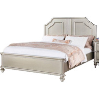 Opp Platform California King Bed with Panel Headboard, Champagne Silver