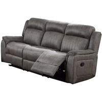Oya 84 Inch Power Reclining Sofa, Manual Pull Tab, Blue Vegan Faux Leather