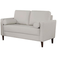 Quzi 52 Inch Loveseat, USB Port, Bolster Pillows, Tapered Legs, Off White
