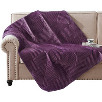 Rio 60 Inch Quilted Throw Blanket, Diamond Stitching, Purple Dutch Velvet