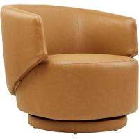 Celestia Vegan Leather Fabric and Wood Swivel Chair
