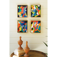 SET OF FOUR FRAMED COLORFUL ABSTRACT OIL PAINTINGS