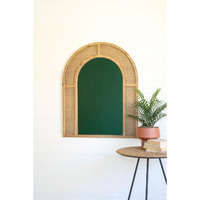 WOVEN ARCHED RATTAN FRAMED WALL MIRROR - SMALL