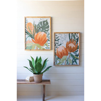 SET OF TWO FRAMED PRINTS UNDER GLASS - PROTEA