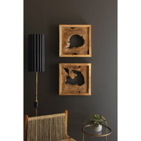 SET OF TWO FRAMED TEAK WALL ART