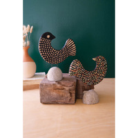 SET OF TWO CLAY LENCA BIRDS ON ROCK BASES