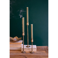 SET OF THREE METAL TAPER CANDLE HOLDERS - ANTIQUE BRASS #1