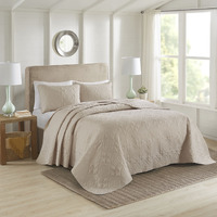 Ergode 3 Piece Reversible Bedspread Set - Elegant Khaki Quilted Medallion Design - Oversized for Better Drape and Fit - Hypoallergenic Polyester Fill - Luxurious and Easy to Care for Microfiber - Perfect Addition to Any Bedroom