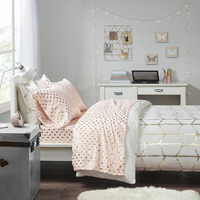 Ergode Printed Sheet Set - Metallic Ikat Dot Print, Ultra-Soft Microfiber, OEKO-TEX Certified, Fits up to 16 Mattress - Modern Elegance for Your Bedroom
