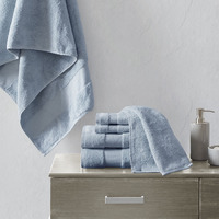 Madison Park Ergode Cotton Bath Towel Set - Luxurious, Plush, and Absorbent 6 Piece Set with Dobby Border and End Hem - 600gsm Weight - Oeko-Tex Certified - Transform Your Bathroom into a Serene Spa