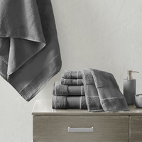 Madison Park Ergode Cotton Bath Towel Set - Luxurious, Plush, and Absorbent - 600gsm Weight - Dobby Border and End Hem - Oeko-Tex Certified - 6 Piece Set