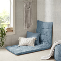 Ergode Poly Chenille Lounge Floor Pillow Cushion - Luxurious Comfort, Aqua Color, Tufted Detailing, Self-Fabric Travel Wrap, Plush and Cozy, Versatile Addition to Any Decor