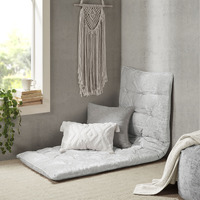 Ergode Poly Chenille Lounge Floor Pillow Cushion - Luxurious Comfort, Elegant Design, Soft Grey Color, Tufted Detailing, Generously Filled with Polyester, Includes Self-Fabric Travel Wrap.