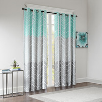 Ergode Total Blackout Window Panel - Geometric Design, 100% Blackout, Energy Efficient, Grommet Top, Machine Washable - Light Grey, Taupe, Aqua - Enhance Your Room's Ambiance!