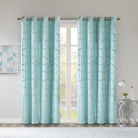 Ergode Window Panel - Geometric Design, Aqua Backdrop, Complete Blackout, Grommet Top, Machine Washable - Enhance Your Space with Captivating Elegance