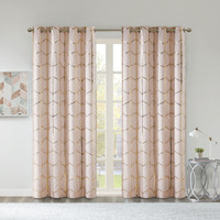 Ergode Window Panel - Metallic Gold Print, Geometric Pattern, Soft Blush Backdrop - Complete Blackout, Energy Efficient, Privacy - Grommet Top Design, Machine Washable - Enhance Your Space!