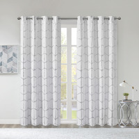 Ergode Window Panel - Geometric Design, Metallic Silver Print, Complete Blackout, Energy Efficient, Grommet Top, Machine Washable, Coordinating Bedding and Shower Curtain.