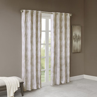 Ergode Jacquard Total Blackout Window Panel - Ivory, Contemporary Wavy Design, Luxurious Sheen, Thermal Technology, Easy Installation, Maximum Privacy and Energy Savings.
