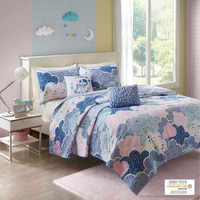 Ergode Cotton Reversible Quilt Set - Enchanting Design, Hypoallergenic & OEKO-TEX Certified - Includes Shams and Decorative Pillows - Soft & Vibrant Colors - Ideal for a Delightful Slumber.